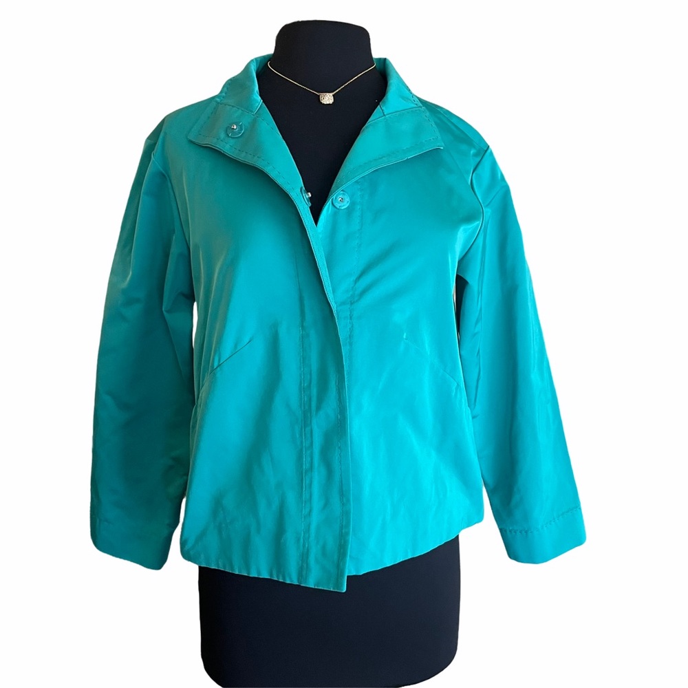 Lafayette 148 New York Teal Blue Snap Button Jacket